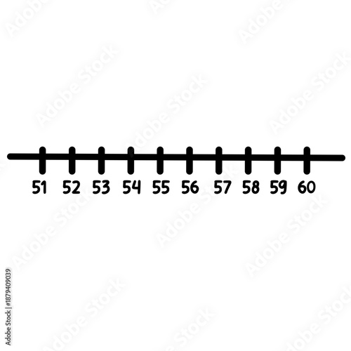 Number line 51 to 60 suitable for teacher templates, customizable worksheets, and interactive student math activities.