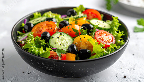 Fresh Salad with Tomatoes and Olives