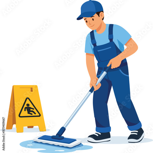 Facility Maintenance Concept - Professional Building Management Illustration featuring Corporate Property Service, Industrial Engineering Support, Infrastructure Inspection