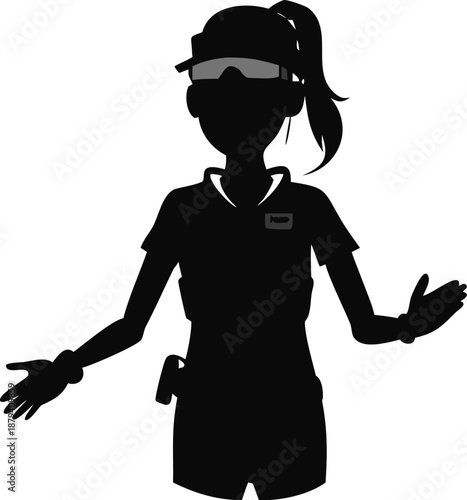 Girl Wearing A Visor And Armbands Like An Accountant Silhouette