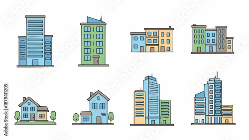 Collection of Diverse Building Illustrations.