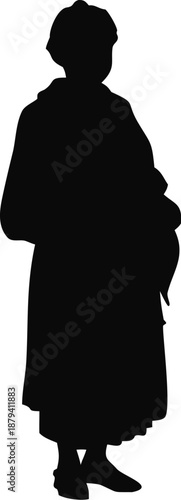 Silhouette Of A Grandmother Wearing A Shawl