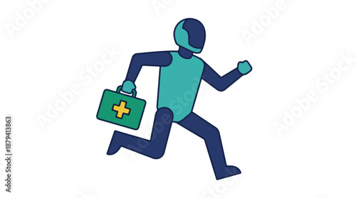 Emergency medical responder running with first aid kit illustration