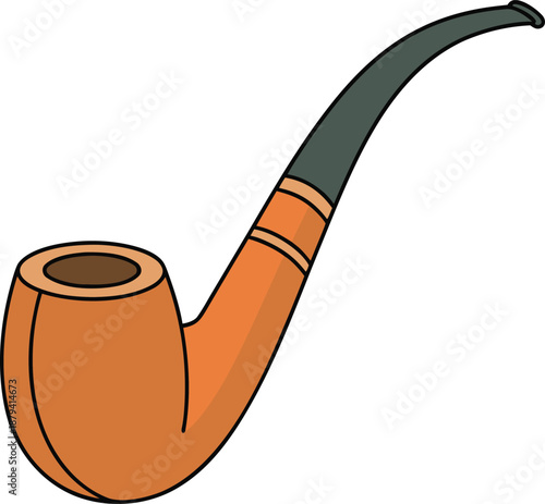 Flat Vector Smoking Pipe Icon Orange Brown with Green Mouthpiece, Saint Patrick's Day