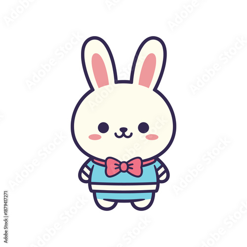 Adorable Cartoon Bunny with Pink Bow Tie