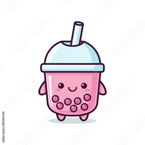 Adorable Cartoon Bubble Tea Character Illustration