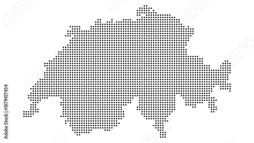 Dotted map of Switzerland. Black halftone country icon. Vector illustration.