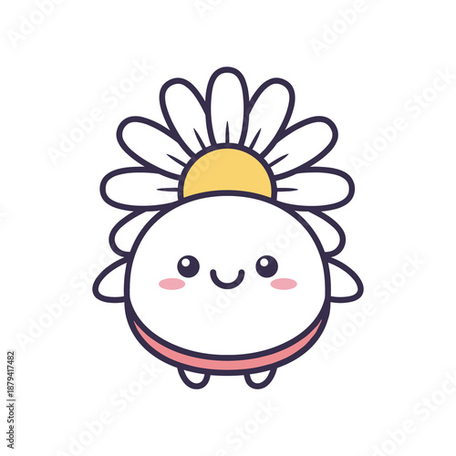 Adorable Cartoon Daisy Character with Cheerful Expression