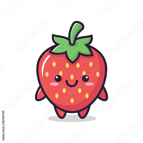 Adorable Cartoon Strawberry Character Illustration