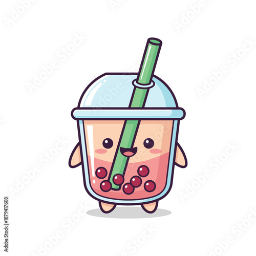 Cartoon Bubble Tea Character Illustration