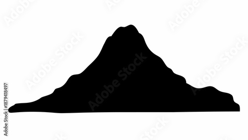 Dramatic mountain silhouette against white background