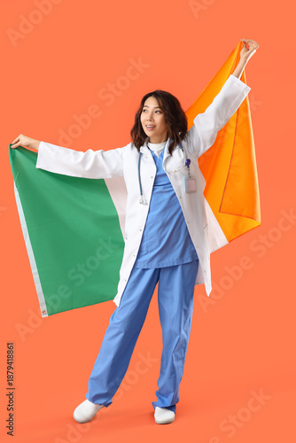 Female Asian doctor with fl...