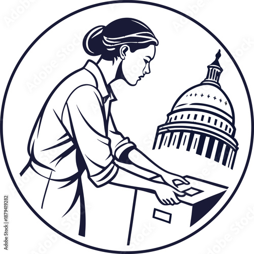 Symbol of Civic Engagement: An image captures a figure engrossed in civic duties. This scene embodies dedication, responsibility, and the core of governance and public service. 