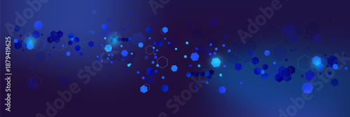 Abstract Digital Blue Hexagons Business or Science Background. Medical Research or Tech Innovation Online Webinar Presentation Event. Conference or Forum