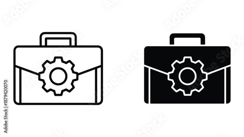 Briefcase with gear icon representing business and technology