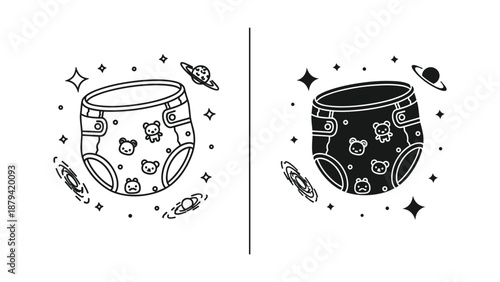 Cute diaper design with space elements