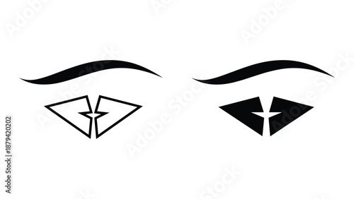Pair of eyes with eyebrows and diamond shape pupils