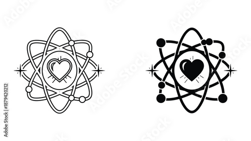 Atomic heart symbolizing love and chemistry