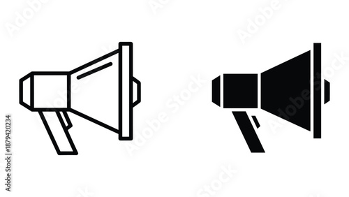 Megaphone icon set for announcement and communication