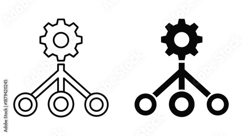 Gear icon with three circles representing teamwork and collaboration