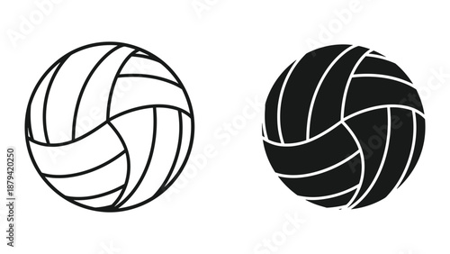 Volleyball icon set with different color