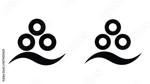 Simple black logo design with circles and wavy line