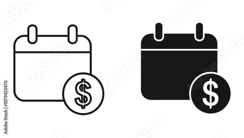Calendar with dollar sign icon for financial planning