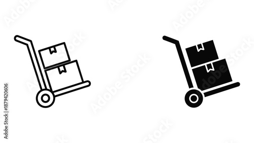 Hand truck with boxes for transportation and logistics