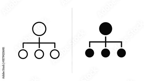 Simple organizational chart with different fill styles