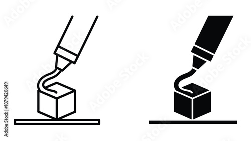 Soldering iron soldering cube on circuit board