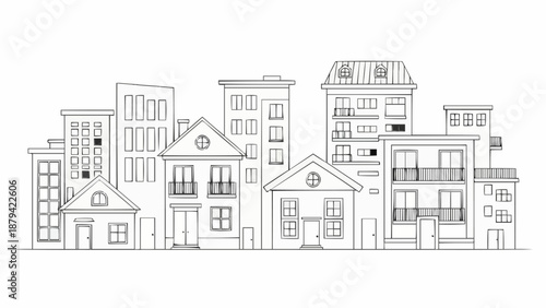 Cityscape Drawing Buildings Architecture Urban Scene.