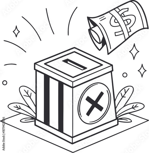 Casting a Vote for Finances: An artistic, symbolic illustration of a ballot box and a bundle of cash.