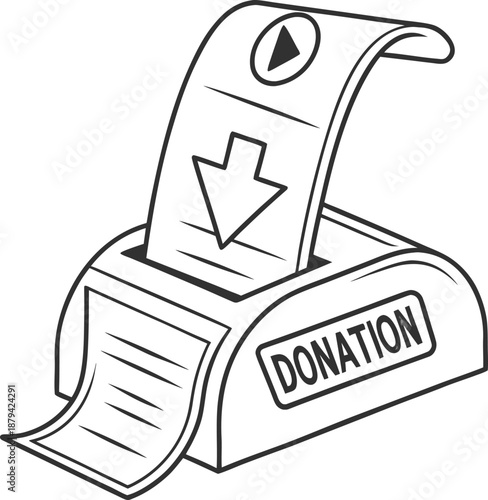 Digital Donation: An illustration of a donation machine. showing the process of donation in a simple way.