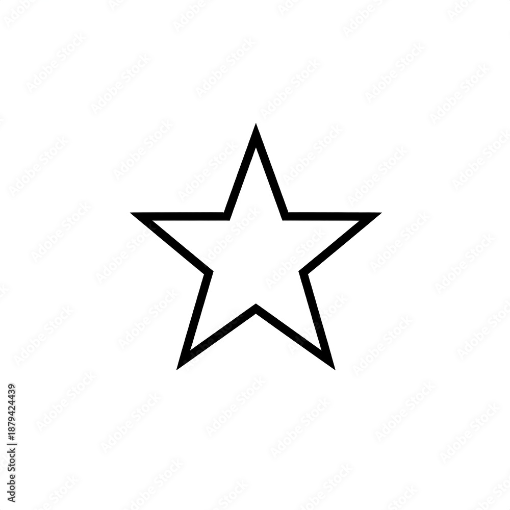 Fototapeta premium Simple black outline of a five-pointed star, centered on a white background