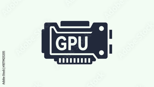 A computer graphics processing unit is illustrated on a simple background from a straightforward viewpoint