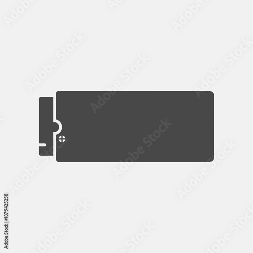 Simplified illustration of a computer component, a solid-state drive (SSD), depicted in a flat design.