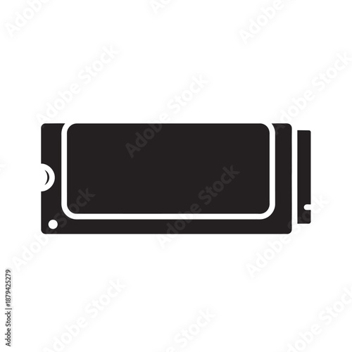 A simple, black and white illustration of a solid-state drive (SSD) component.