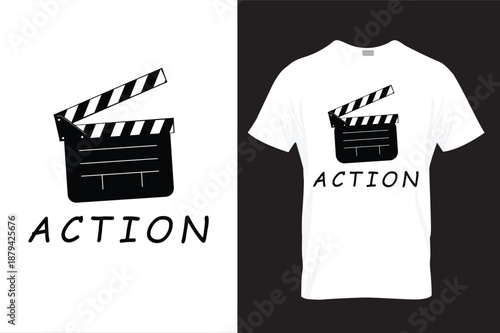 Clapperboard action t-shirt design.