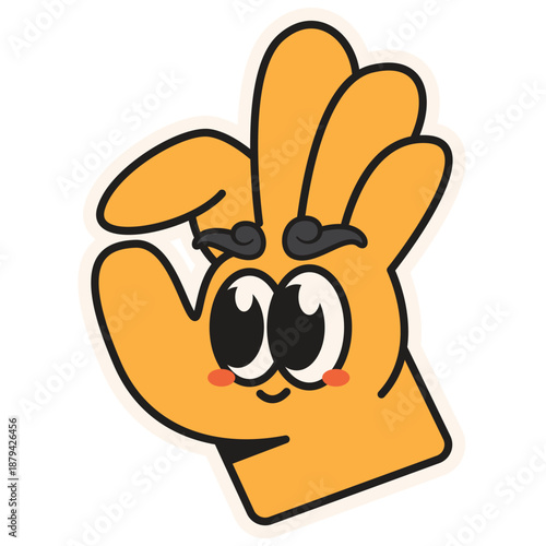 Hand gesture ok sticker cartoon icon illustration