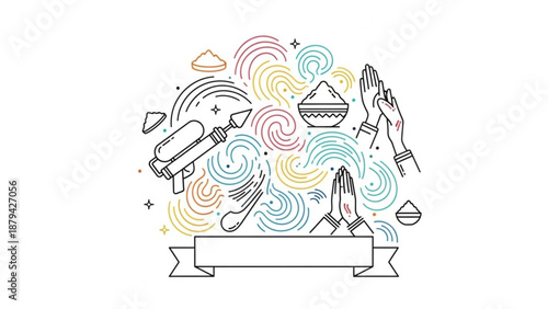 Space Rockets and Planets with Colorful Swirls