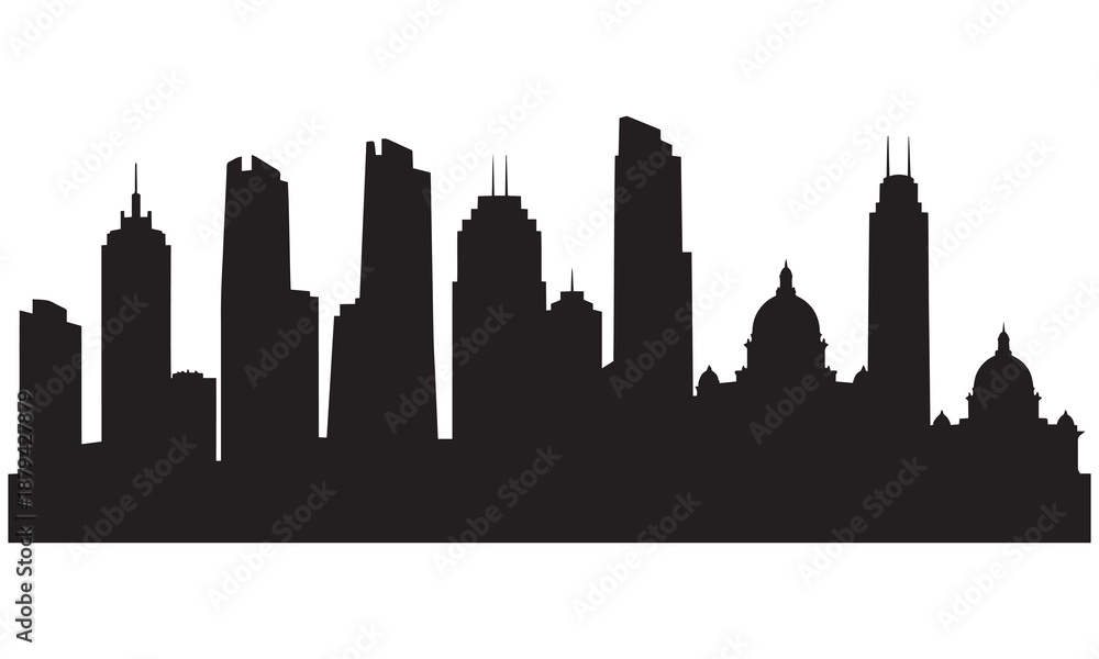 Obraz premium City skyline silhouette with classical dome buildings.