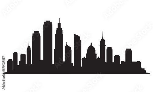 City skyline silhouette with dome building.