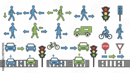 Traffic Signals and Pedestrian Crossing Symbols.