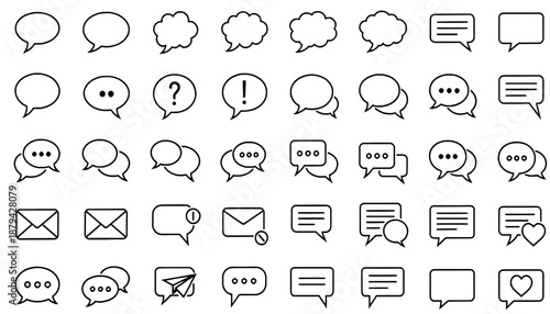 Message & Chat Line Editable Icon Set. Containing Chat Bubble, Conversation, Text Message, Notification, Emoji, Reply and More. Editable Stroke. Vector Illustration