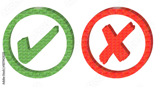Checkmark and ross, Checkbox, tick, yes and no, positive, negative