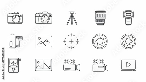 Collection of photography and videography equipment icons.