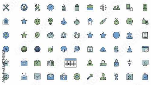 Collection of modern flat icons for web and mobile applications.