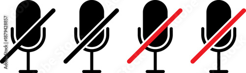 Professional Mute Microphone Icon Set