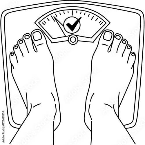 Bathroom scale measuring body weight. Success goal concept