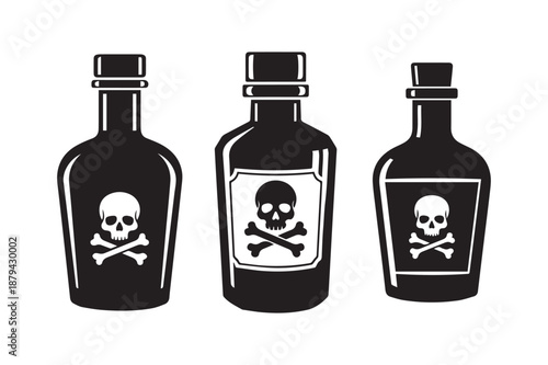 Poison Bottle silhouette vector set